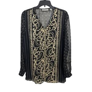 Vintage 90s Sheer Boho Button Front Blouse Size Small Hippie Indie Festival